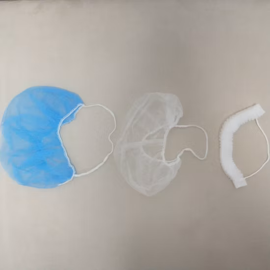 Copribarba monouso traspirante realizzato in tessuto non tessuto di polipropilene con doppio passante