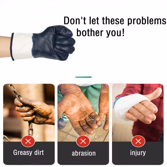 Negozio in fabbrica Guanti NBR per lavoro/sicurezza sul lavoro completamente rivestiti in nitrile blu di cotone jersey ad alte prestazioni completamente rivestiti di grado industriale resistenti all'olio