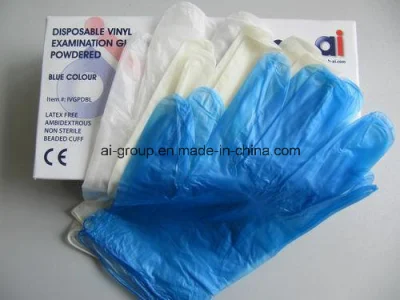 Guanti in vinile medico in PVC trasparente con polvere/senza polvere (certificati ISO e CE)