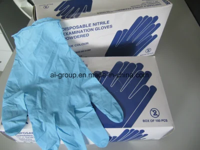 Guanti monouso in nitrile blu senza polvere per esami
